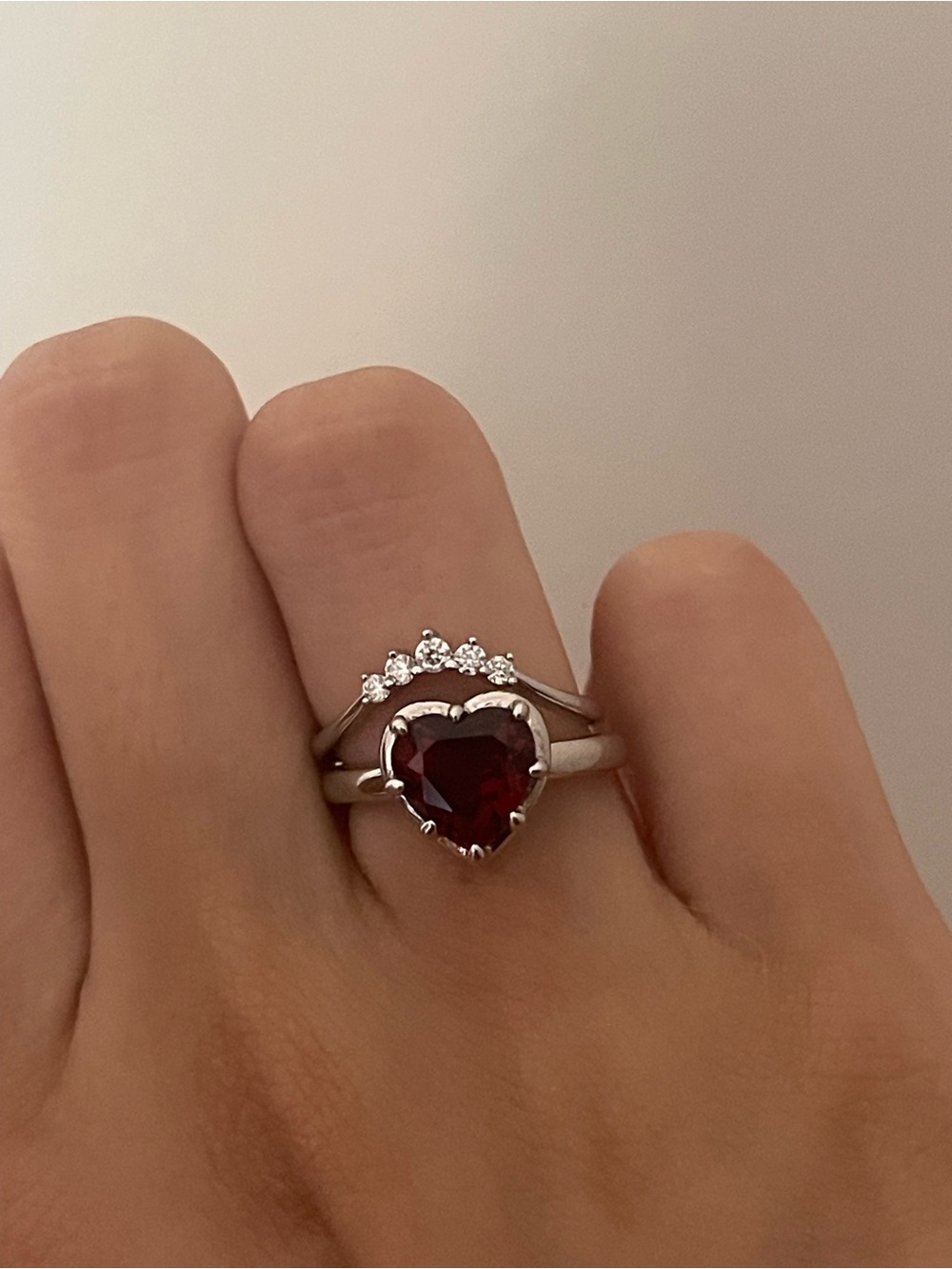 Moissanite Diamond Sterling Silver Crown 5 Stone Curved Stacking Ring